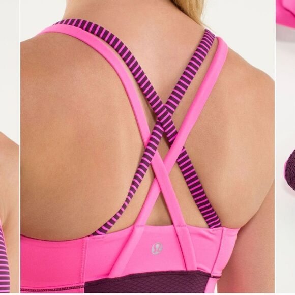 Lululemon Energy Tank Hyper Stripe Raspberry Glo Light/Plum Size 6 - Picture 3 of 10
